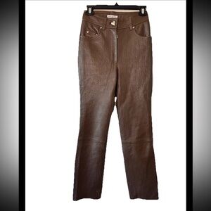 Saks Potts Vegan Leather Trousers Womens Size 1 EU Brown SP Embossed Pants